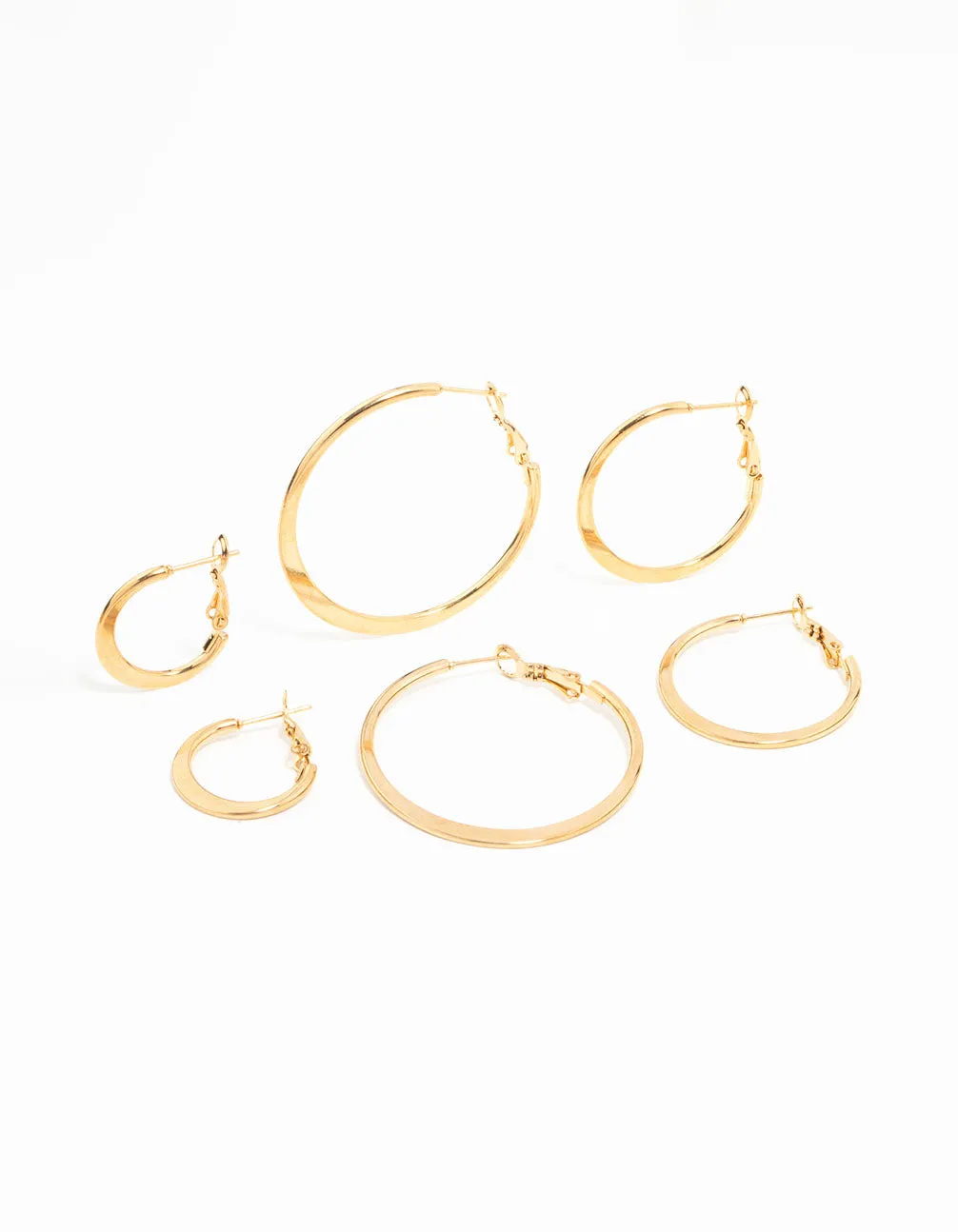 Waterproof Gold Plated Stainless Steel Thin Hoop Earrings 3-Pack sold by lovisa