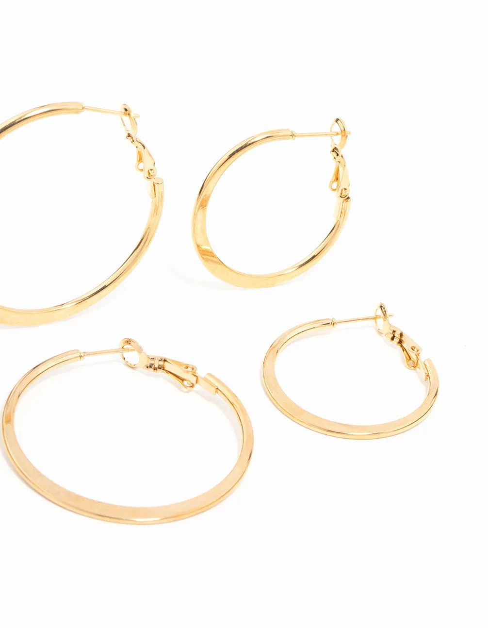 Waterproof Gold Plated Stainless Steel Thin Hoop Earrings 3-Pack sold by lovisa product image thumbnail 3