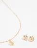 Gold Bubble Cross Necklace and Earrings Set sold by lovisa