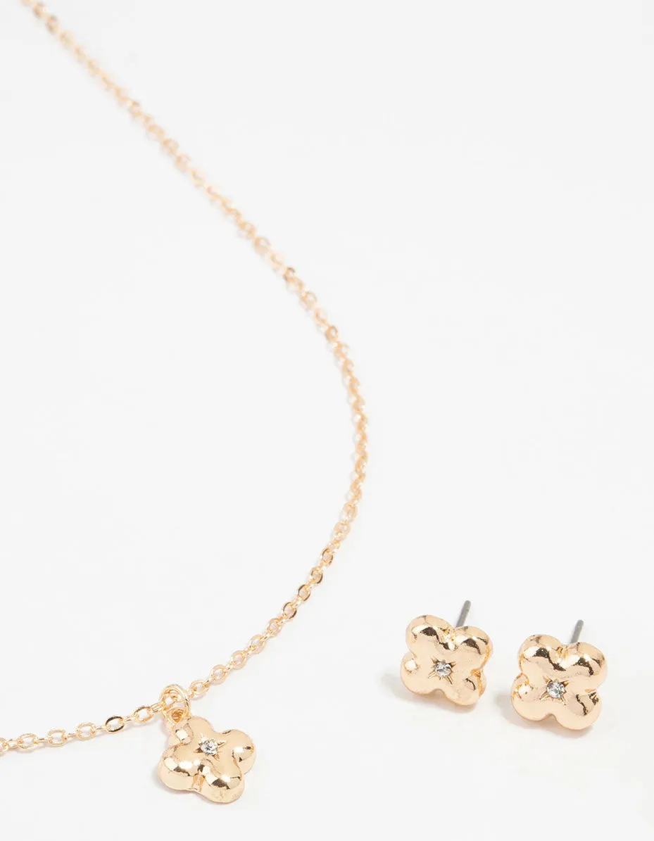 Gold Bubble Cross Necklace and Earrings Set sold by lovisa