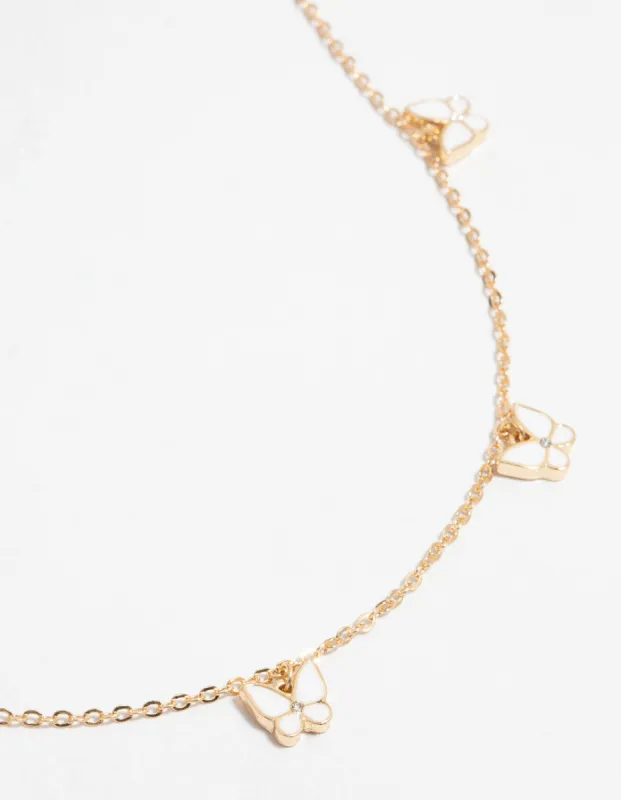 Gold Butterfly Station Necklace sold by lovisa