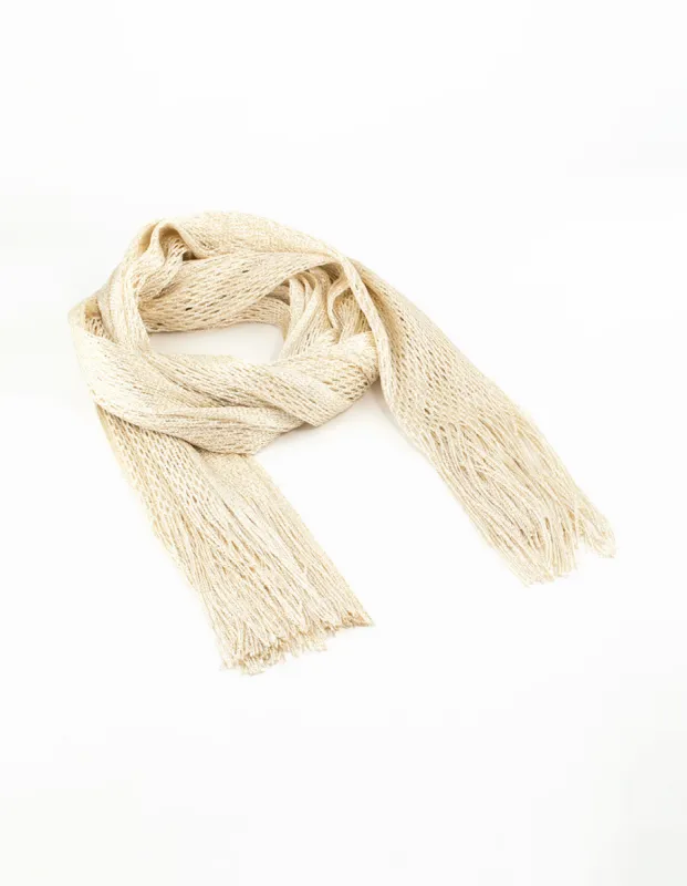 Cream Draped Fabric Long Scarf sold by lovisa