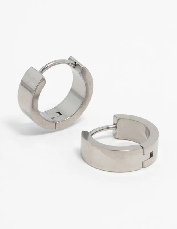 Titanium Classic Flat Hoop Earrings sold by lovisa