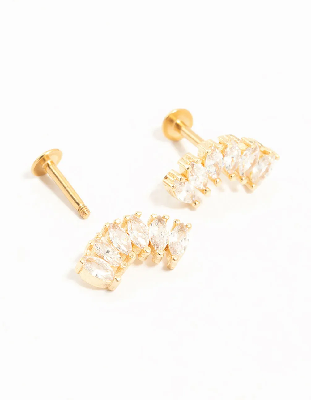 Gold Plated Surgical Steel Curved Cubic Zirconia Flat Backs sold by lovisa product image thumbnail 2