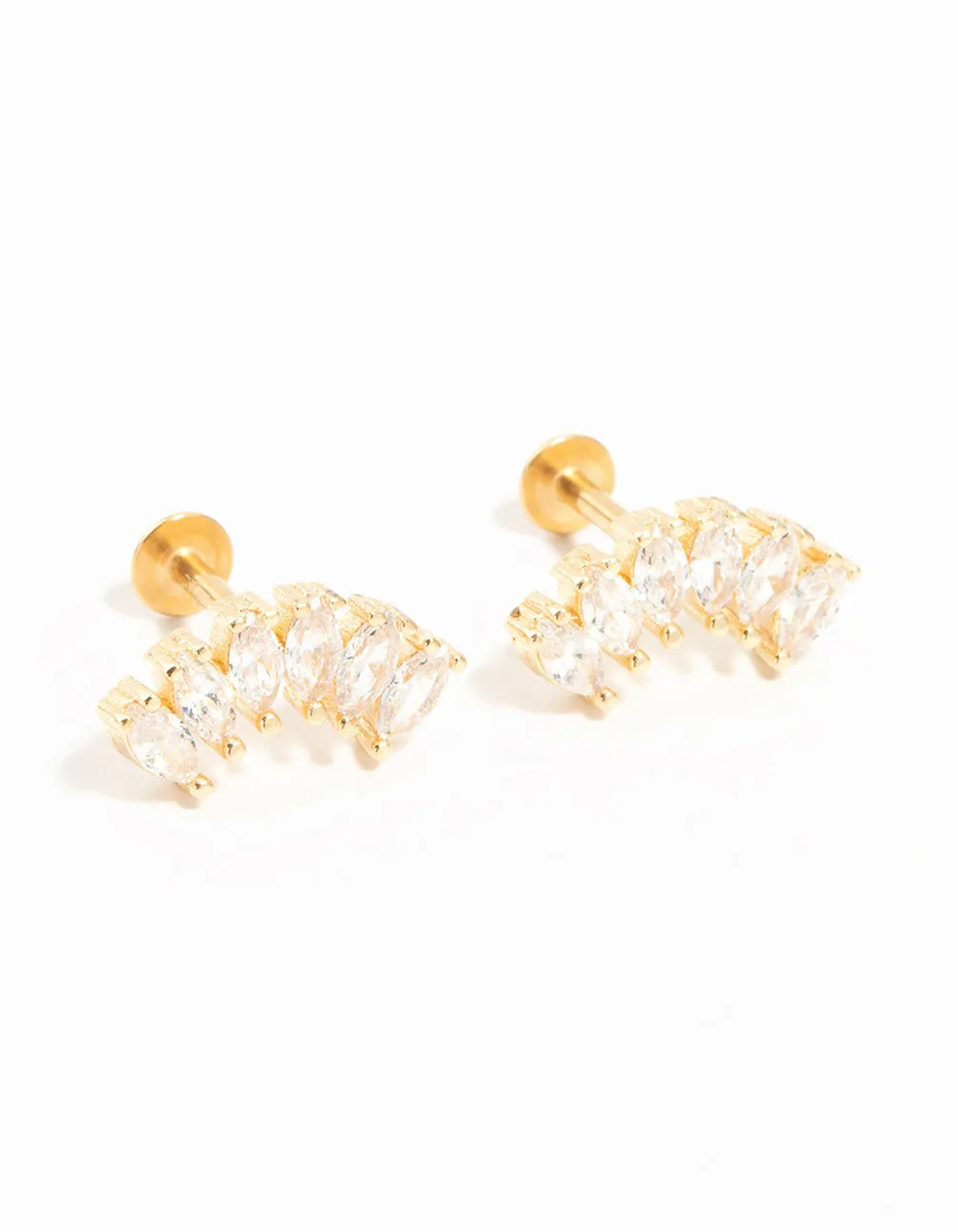 Gold Plated Surgical Steel Curved Cubic Zirconia Flat Backs sold by lovisa