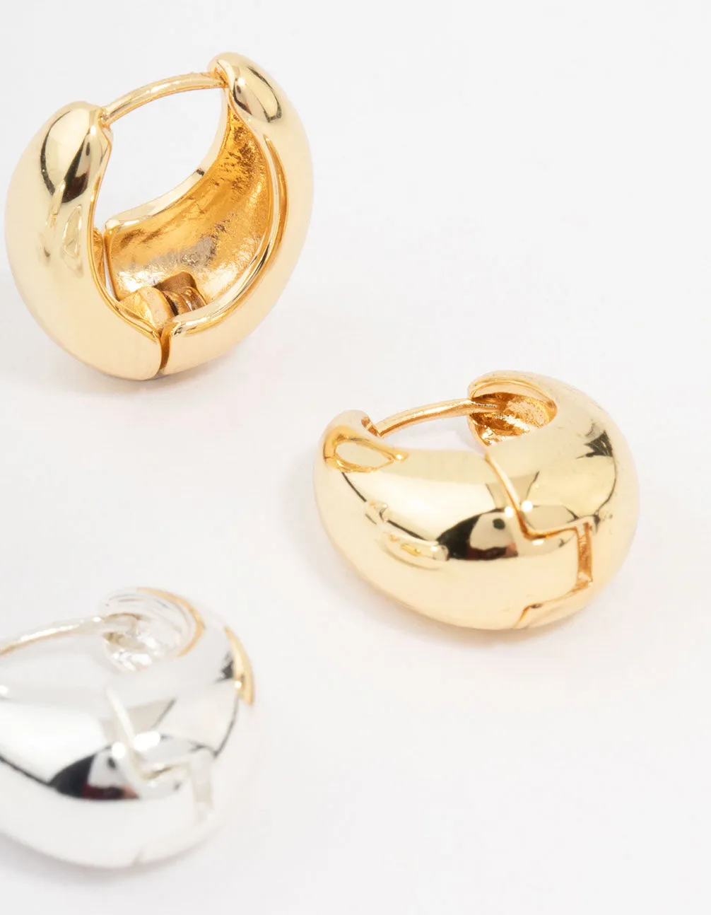 Gold Plated & Silver Plated Gradual Huggie Earrings 2-Pack sold by lovisa product image thumbnail 3