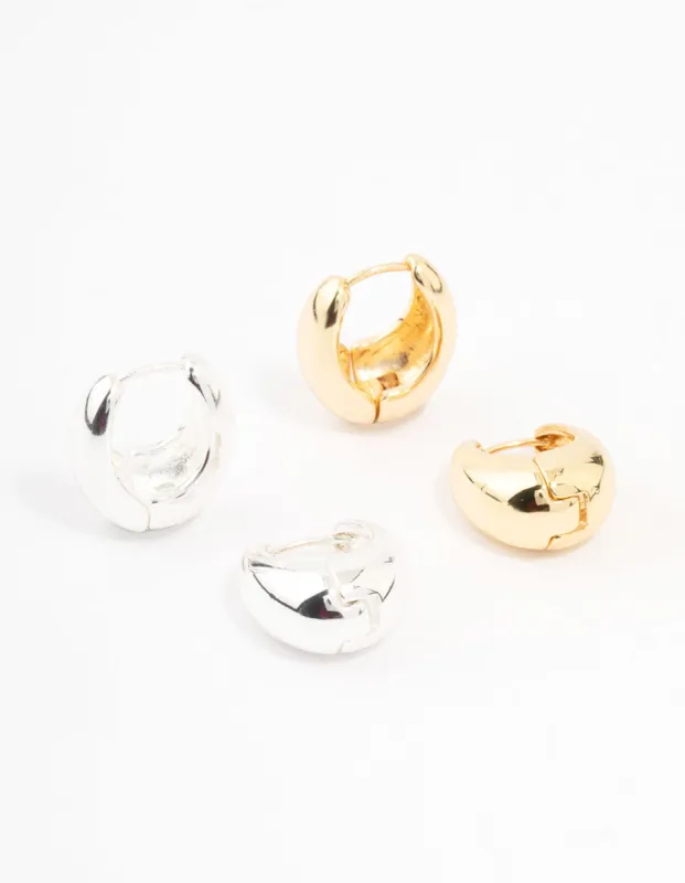 Gold Plated & Silver Plated Gradual Huggie Earrings 2-Pack sold by lovisa