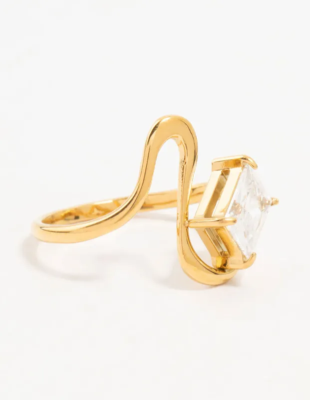 Waterproof Gold Plated Stainless Steel Wavy Statement Ring sold by lovisa