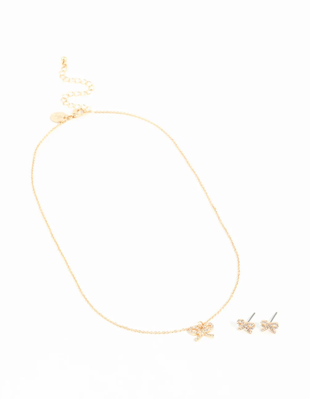 Gold Bow Diamante Necklace & Earrings Set sold by lovisa product image thumbnail 3