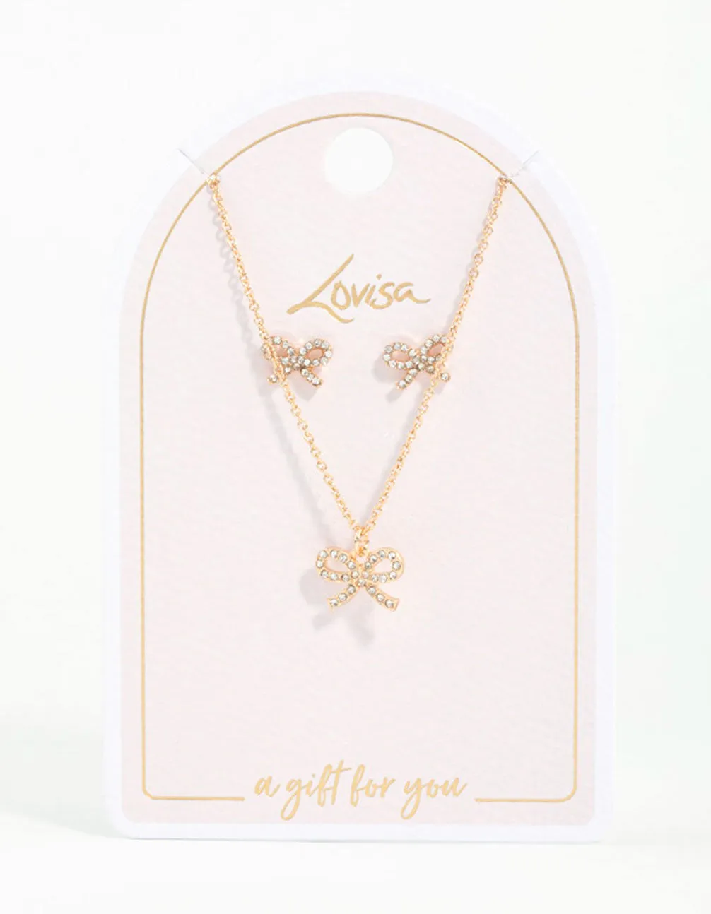 Gold Bow Diamante Necklace & Earrings Set sold by lovisa product image thumbnail 2