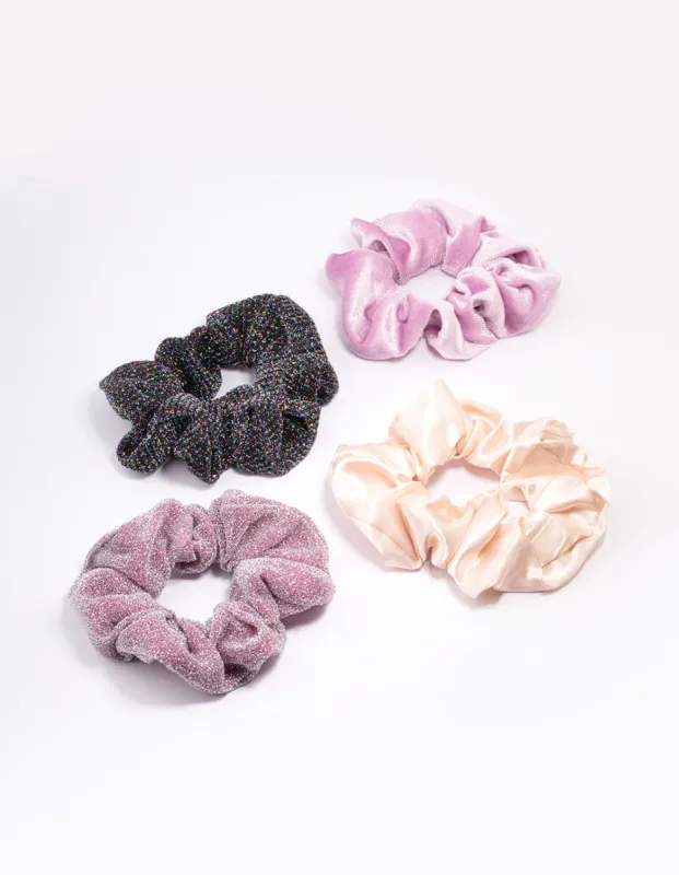 Purple & Lilac Christmas Fabric Scrunchies 4-Pack sold by lovisa