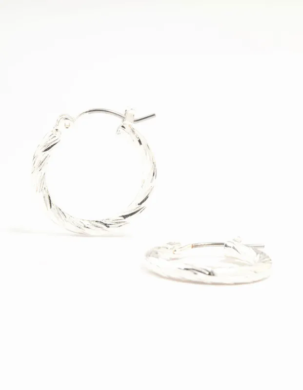Silver Line Detail Small Hoop Earrings sold by lovisa