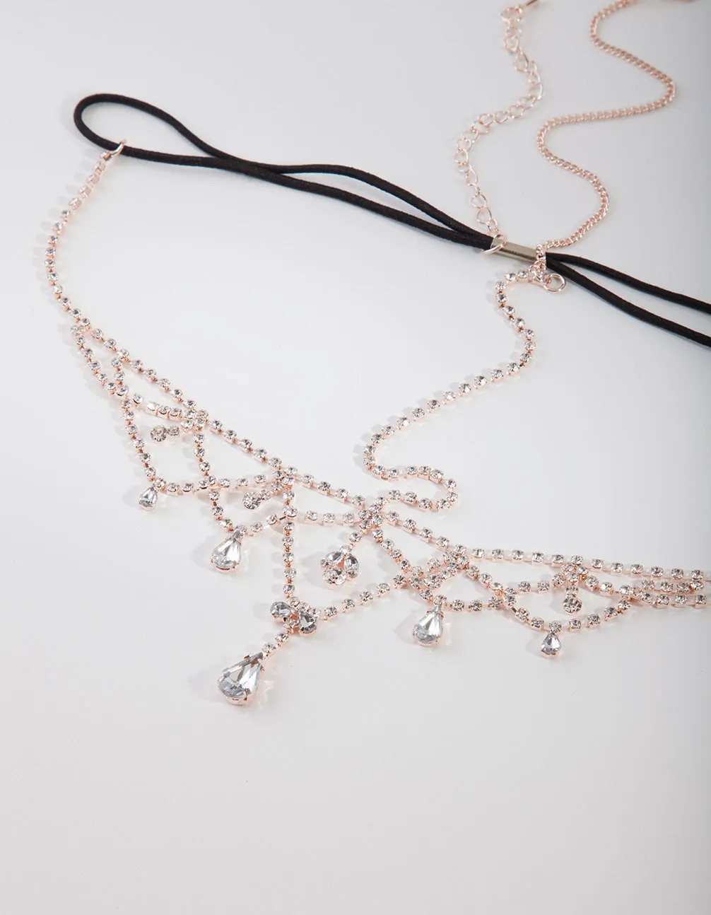 Rose Gold Crystal Jewel Drop Headchain sold by lovisa