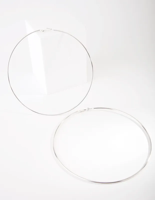 Silver Polished Large Hoop Earrings sold by lovisa
