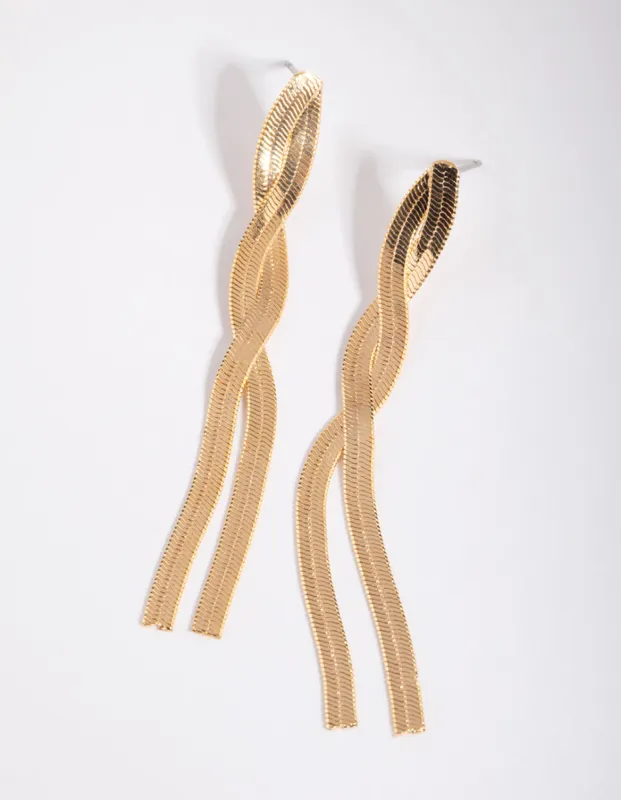 Gold Plated Snake Chain Drop Earrings sold by lovisa