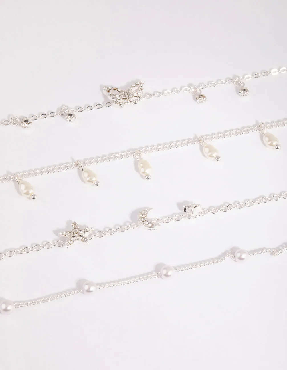 Silver Butterfly Jingle Bracelet & Anklet 4-Pack sold by lovisa