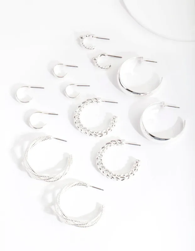 Silver Multi Twist Hoop Earring 6-Pack sold by lovisa