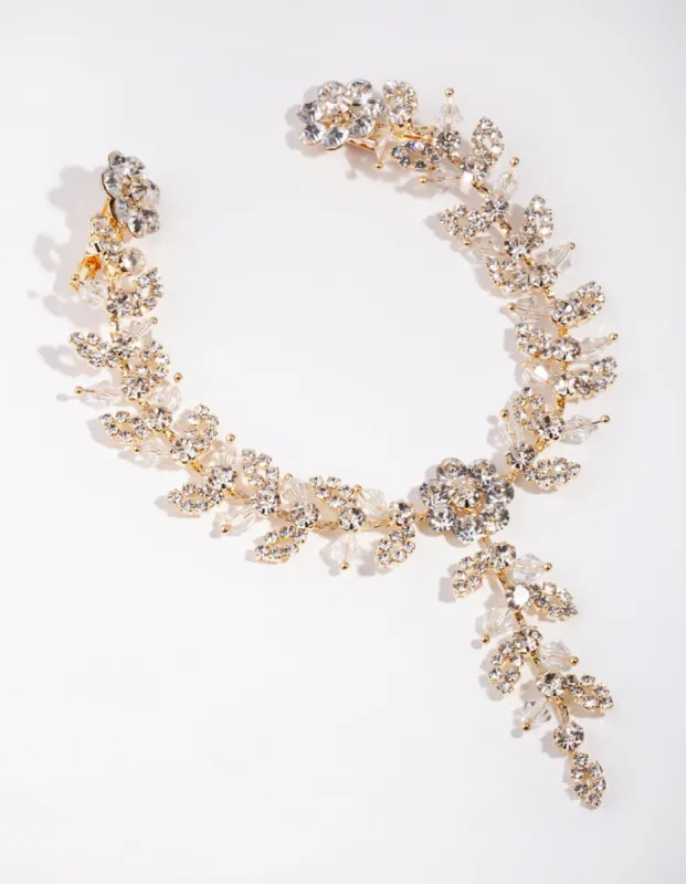 Gold Flower Diamante & Bead Drape sold by lovisa