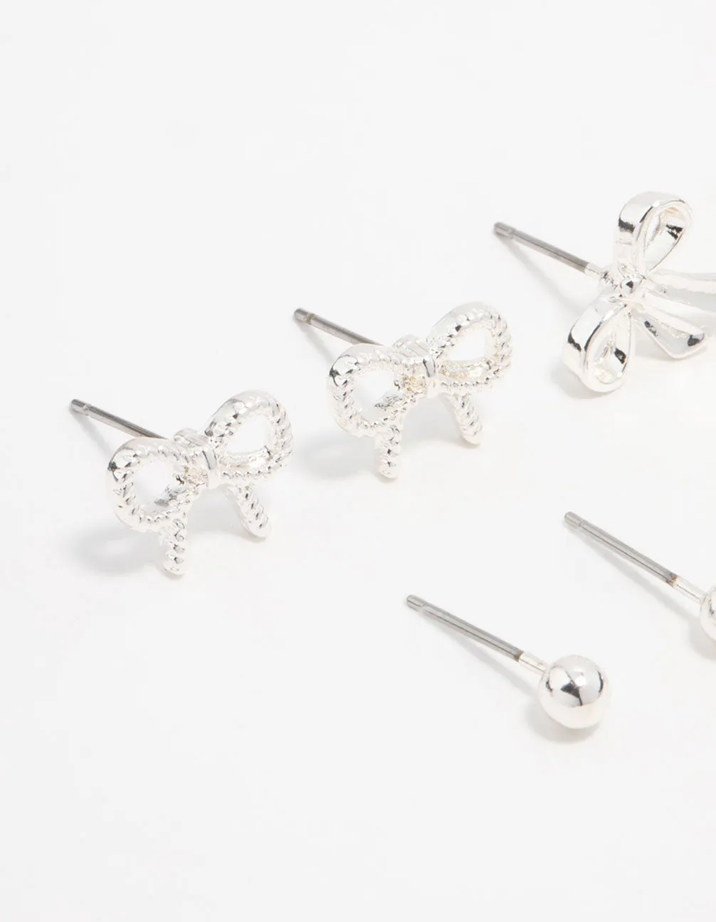 Silver Diamante & Bow Stud Earrings 8-Pack sold by lovisa product image thumbnail 2