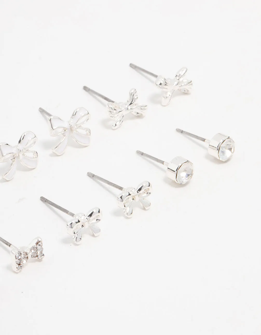 Silver Diamante & Bow Stud Earrings 8-Pack sold by lovisa product image thumbnail 3