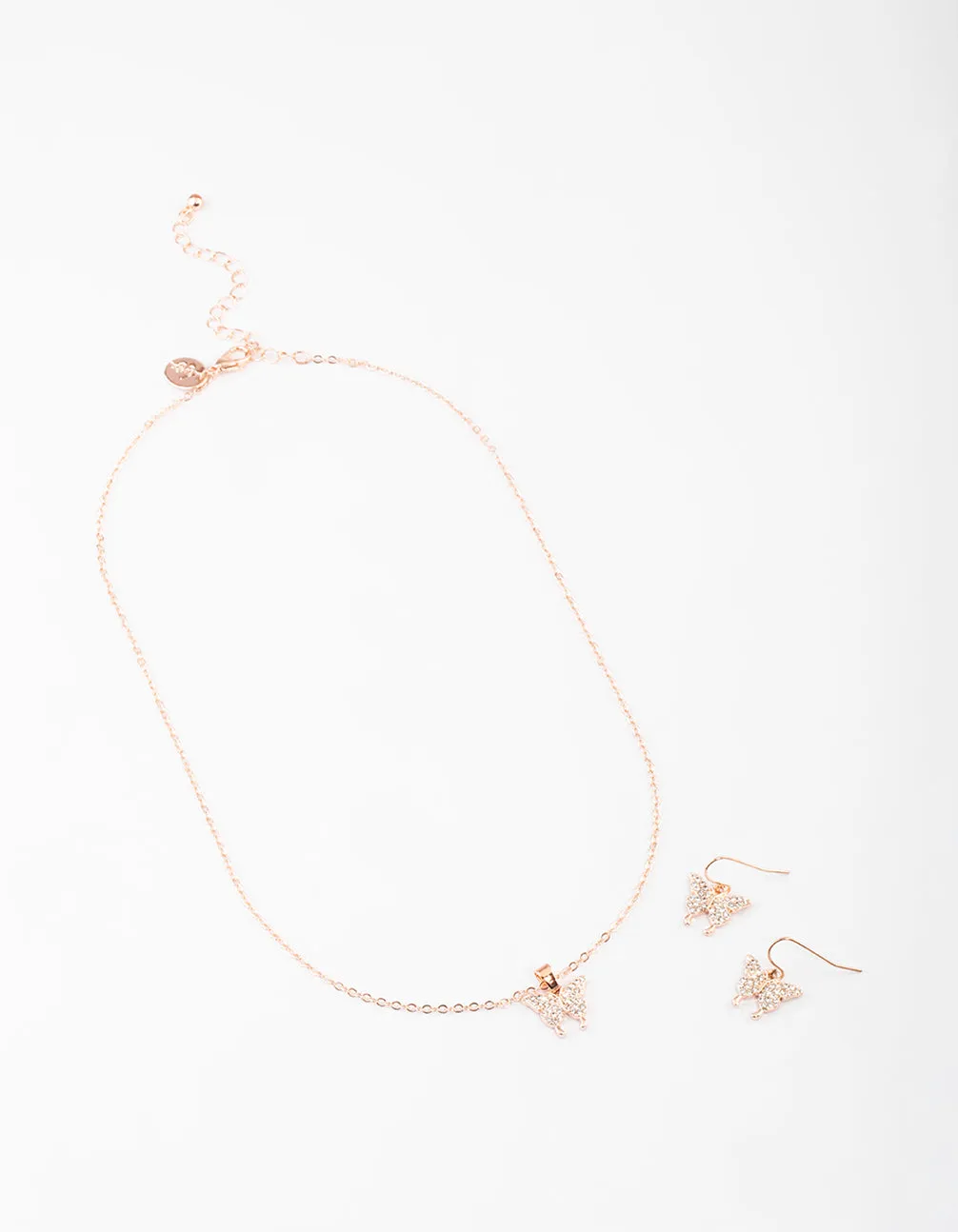Rose Gold Butterfly Necklace & Drop Earrings Set sold by lovisa product image thumbnail 2