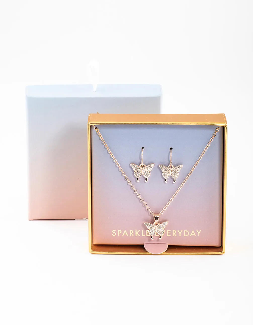Rose Gold Butterfly Necklace & Drop Earrings Set sold by lovisa product image thumbnail 4