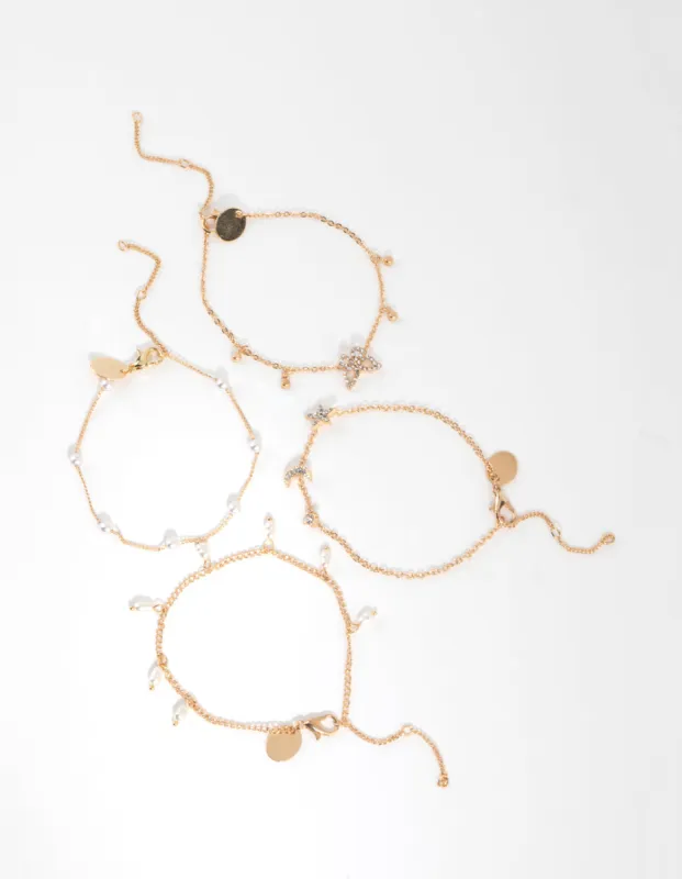 Gold Butterfly Jingle Bracelet & Anklet 4-Pack sold by lovisa