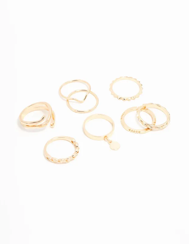 Gold Swirl Mixed Stacking Rings 8-Pack sold by lovisa