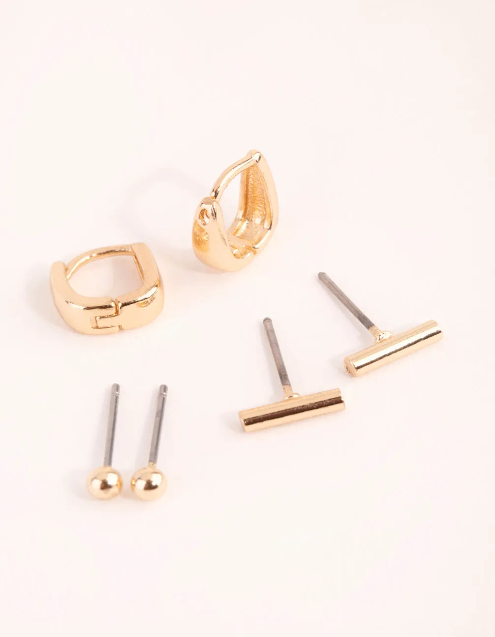 Gold Geometric Stud & Huggie Earring Pack sold by lovisa product image thumbnail 2