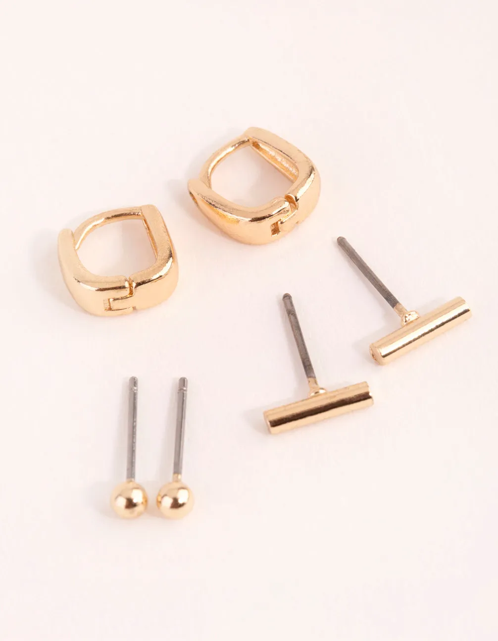 Gold Geometric Stud & Huggie Earring Pack sold by lovisa