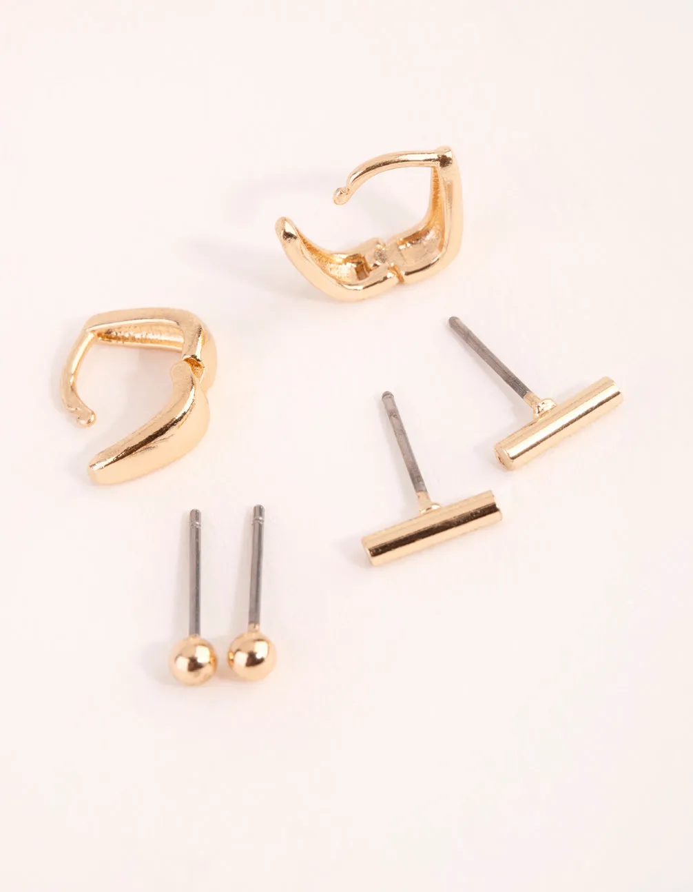 Gold Geometric Stud & Huggie Earring Pack sold by lovisa product image thumbnail 3