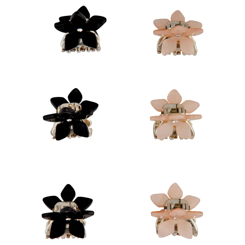Pink Black Flower Claw Clip 6-Pack sold by lovisa