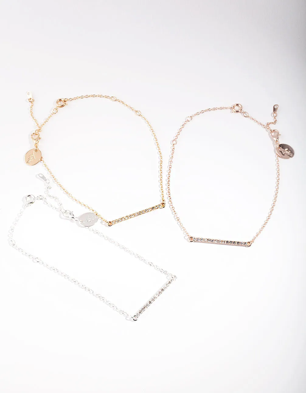 Mixed Metal Diamante Bar Bracelet Pack sold by lovisa