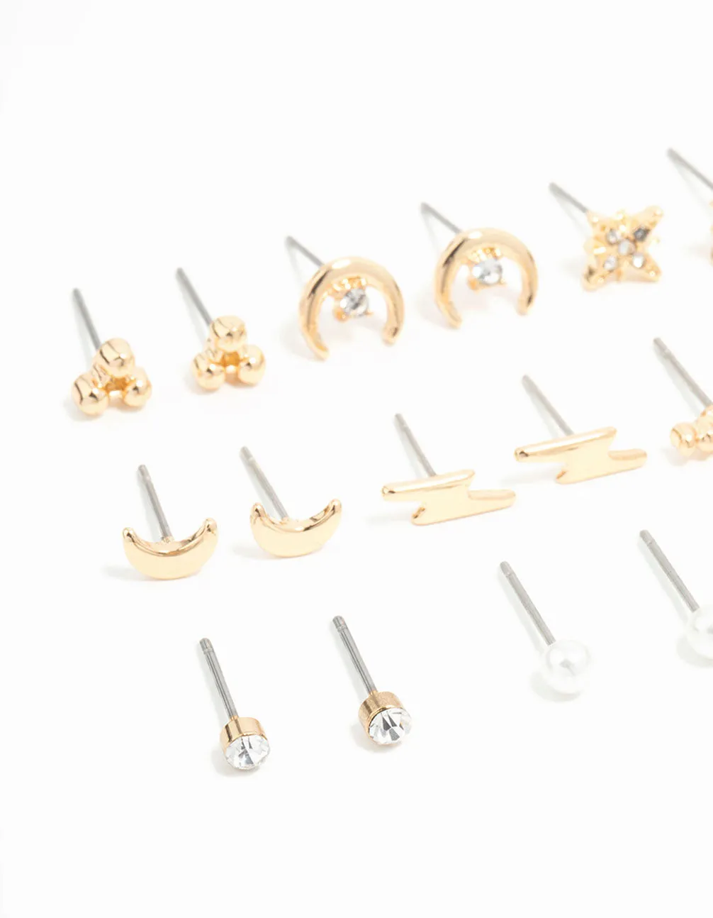 Gold Moon & Star Stud Earrings 12-Pack sold by lovisa product image thumbnail 2