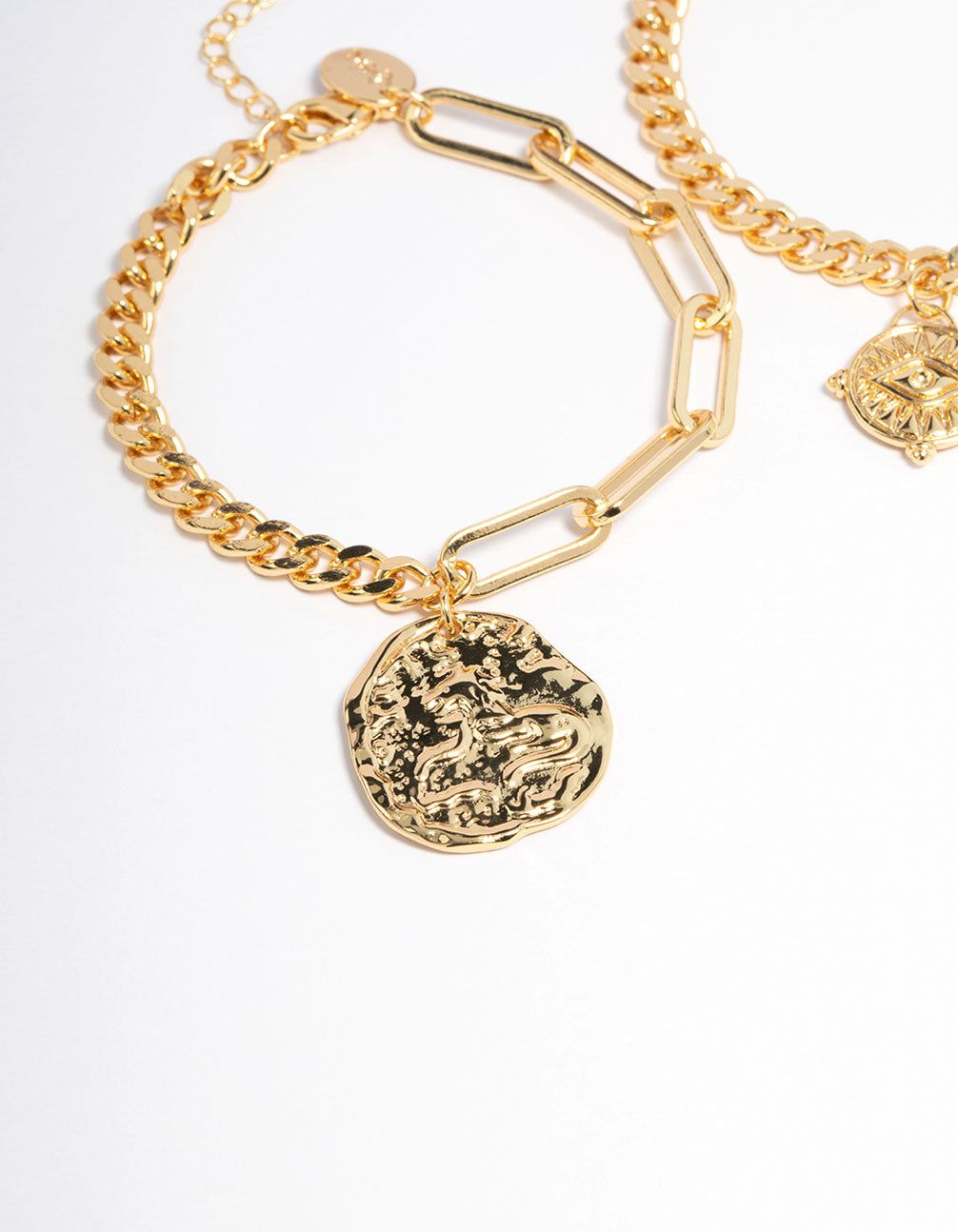 Gold Plated Brass Chain Link Disc Bracelet Pack sold by lovisa product image thumbnail 2