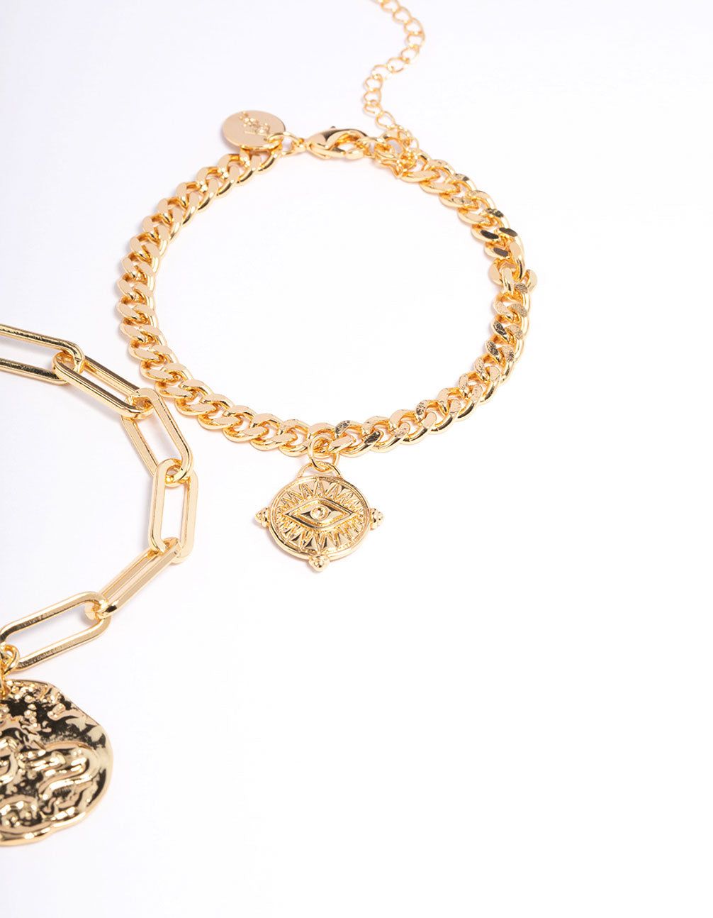 Gold Plated Brass Chain Link Disc Bracelet Pack sold by lovisa product image thumbnail 3
