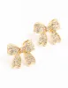 Gold Pave Diamante Bow Stud Earrings sold by lovisa