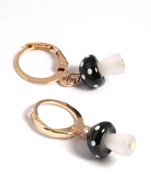 Gold Mini Mushroom Huggie Earrings sold by lovisa