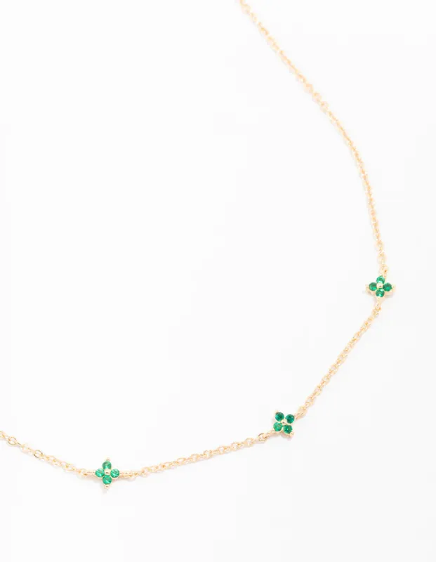 Gold Cubic Zirconia Fine Station Flower Necklace sold by lovisa