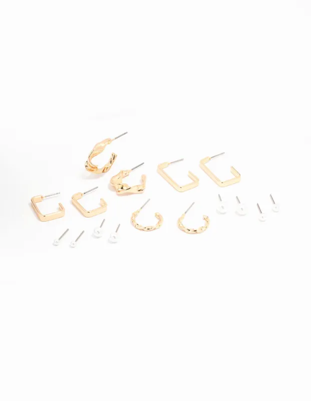 Gold Pearl Bar Hoop Earring 8-Pack sold by lovisa