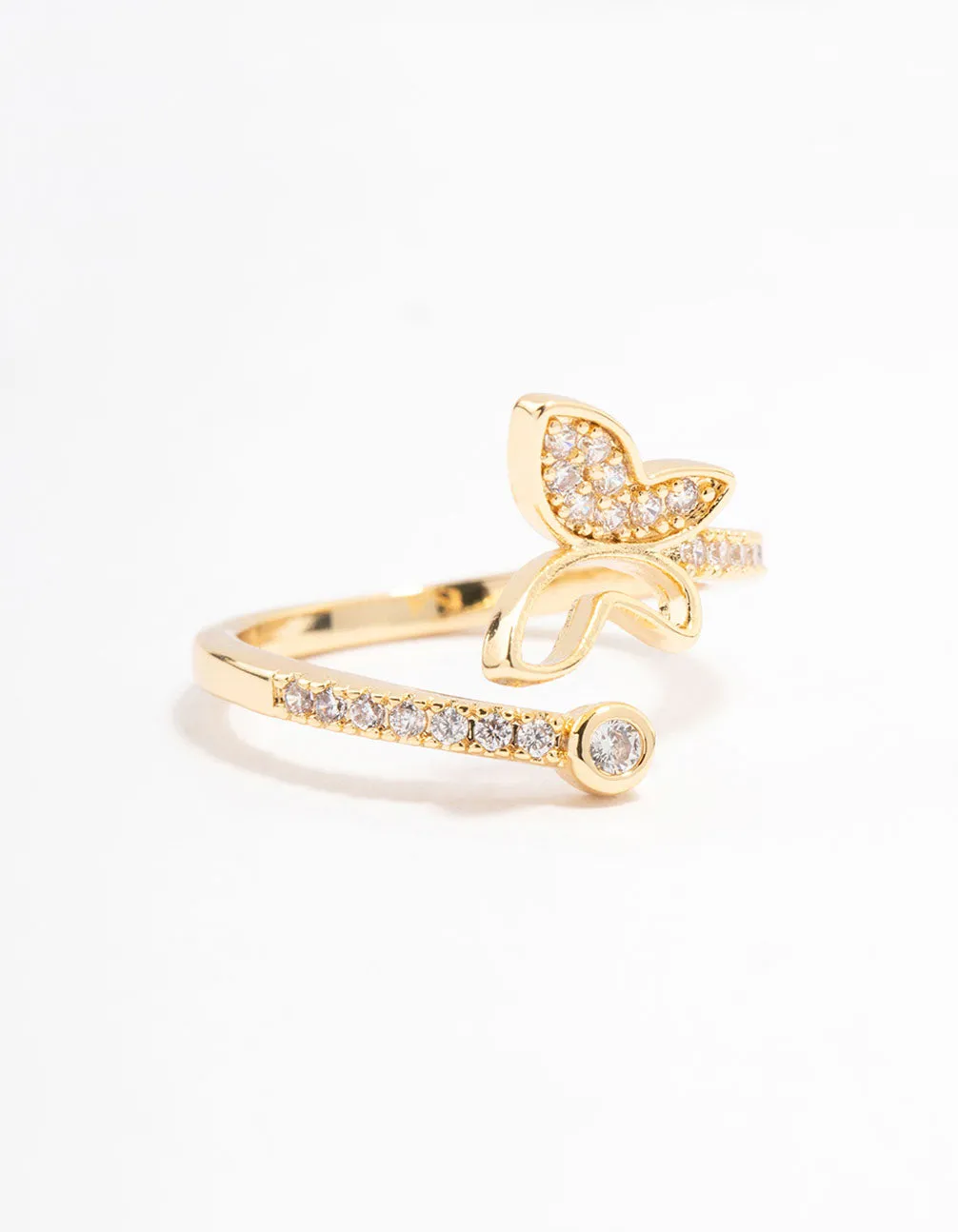 Gold Plated Butterfly Cubic Zirconia Wrapped Ring sold by lovisa