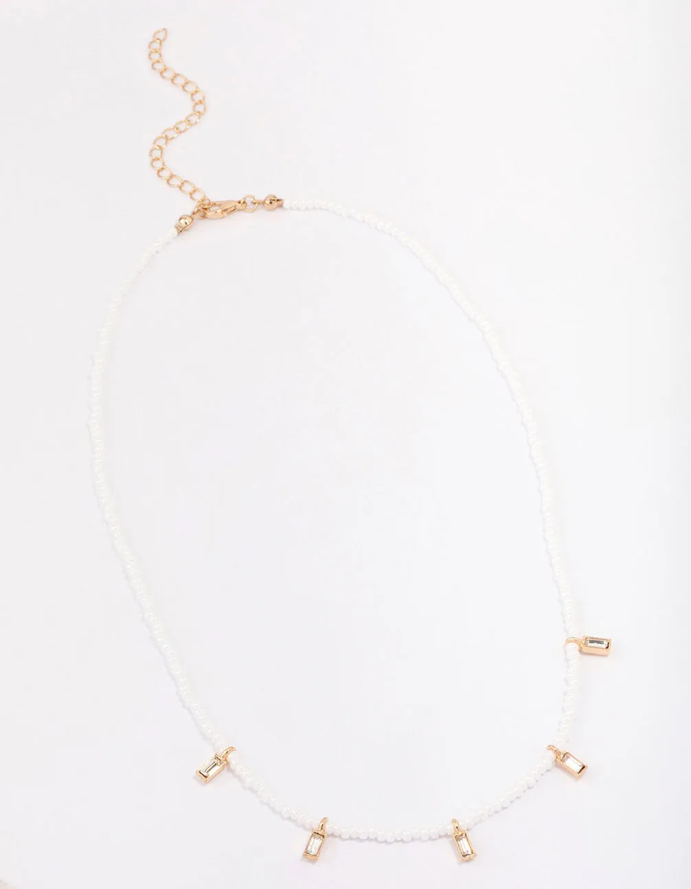 Gold Pearl Baguette Droplet Necklace sold by lovisa product image thumbnail 4