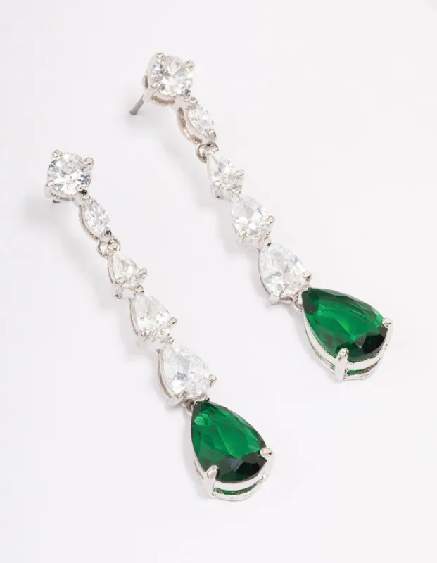 Rhodium Multi Cubic Zirconia Teardrop Earrings sold by lovisa