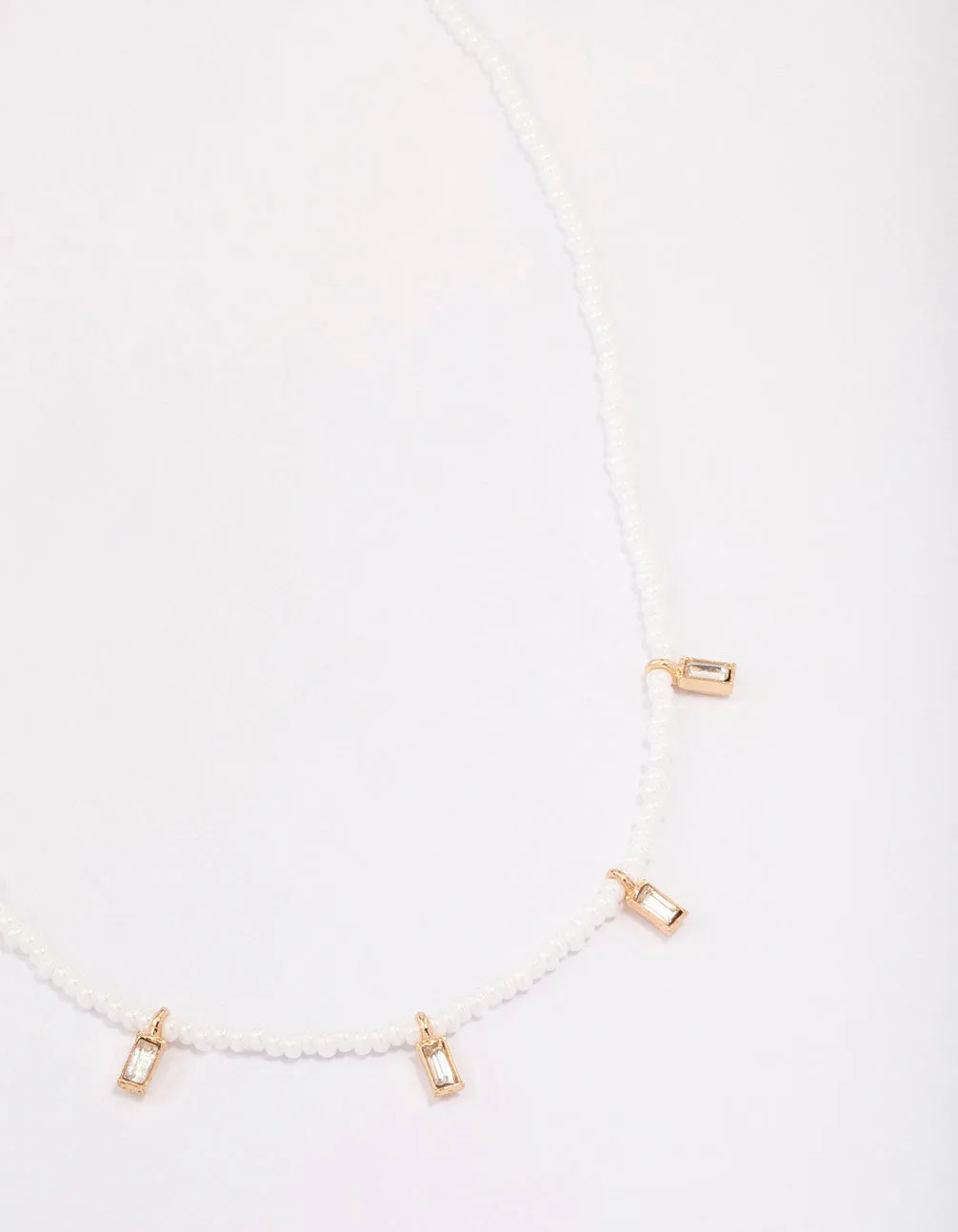 Gold Pearl Baguette Droplet Necklace sold by lovisa
