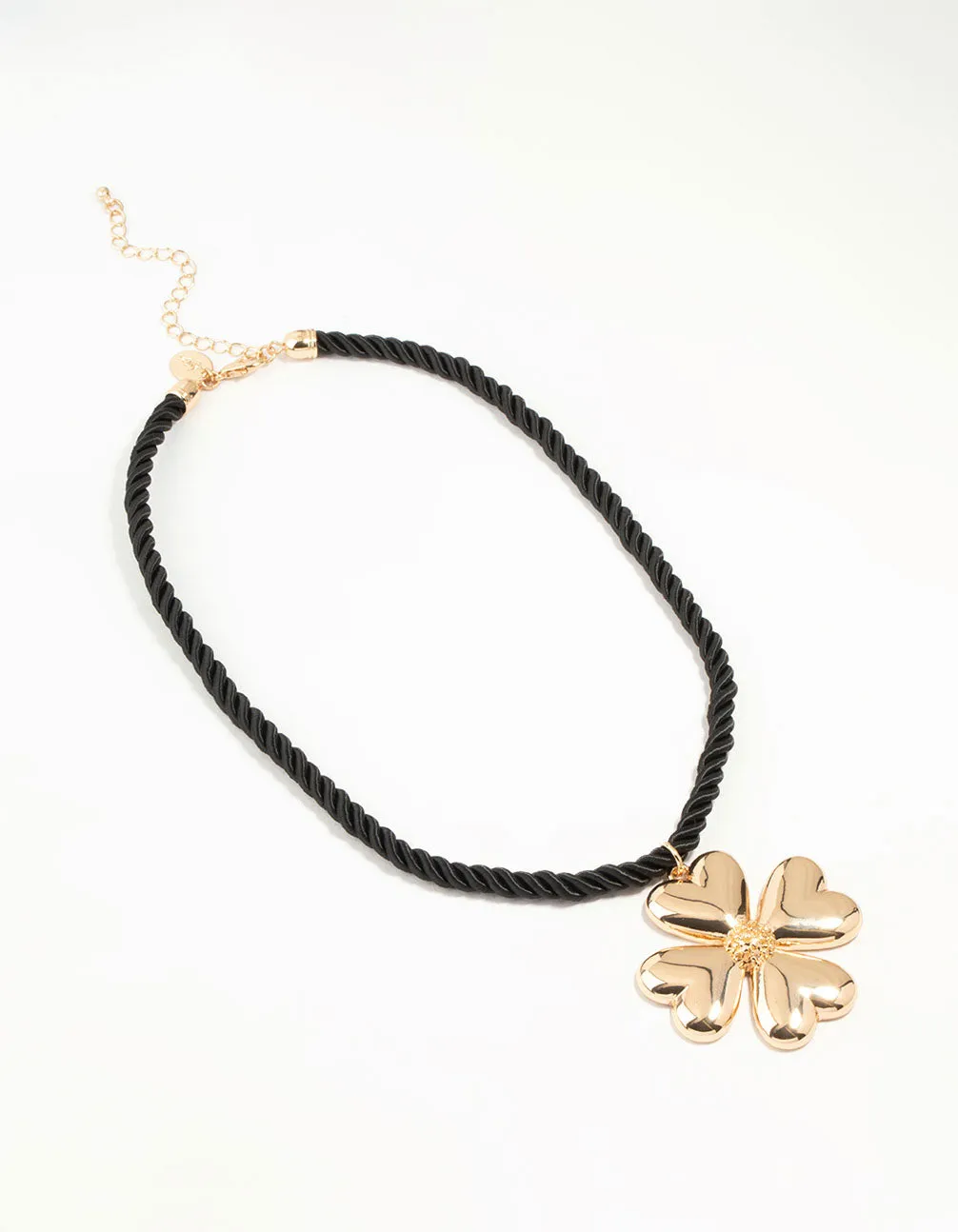 Gold Heart Clover Cord Necklace sold by lovisa product image thumbnail 4