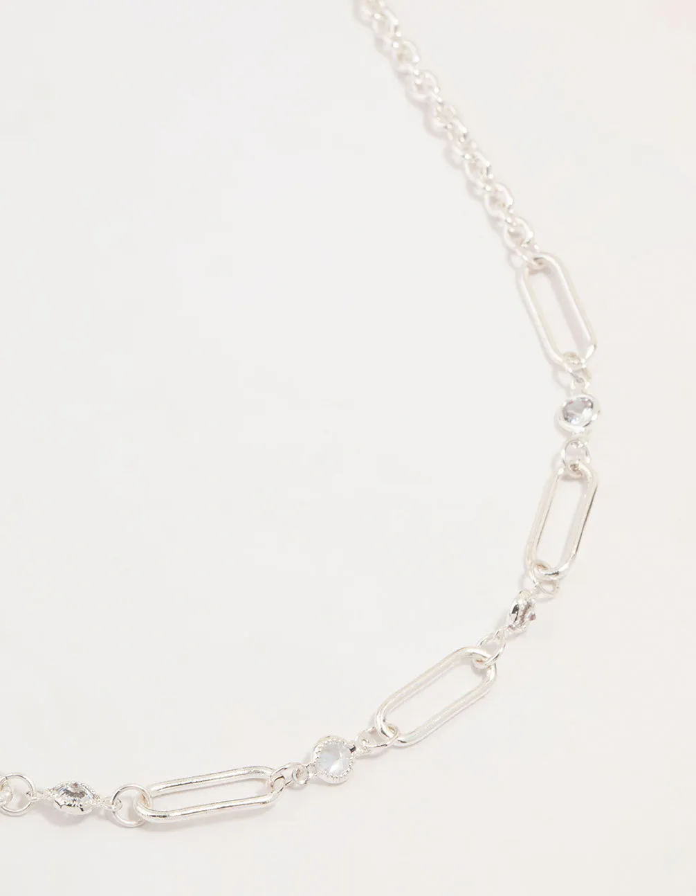 Silver Diamante Rectangular Chain Necklace sold by lovisa