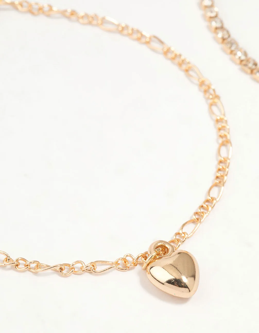 Gold Diamante Chain & Heart Bracelets 2-Pack sold by lovisa product image thumbnail 2