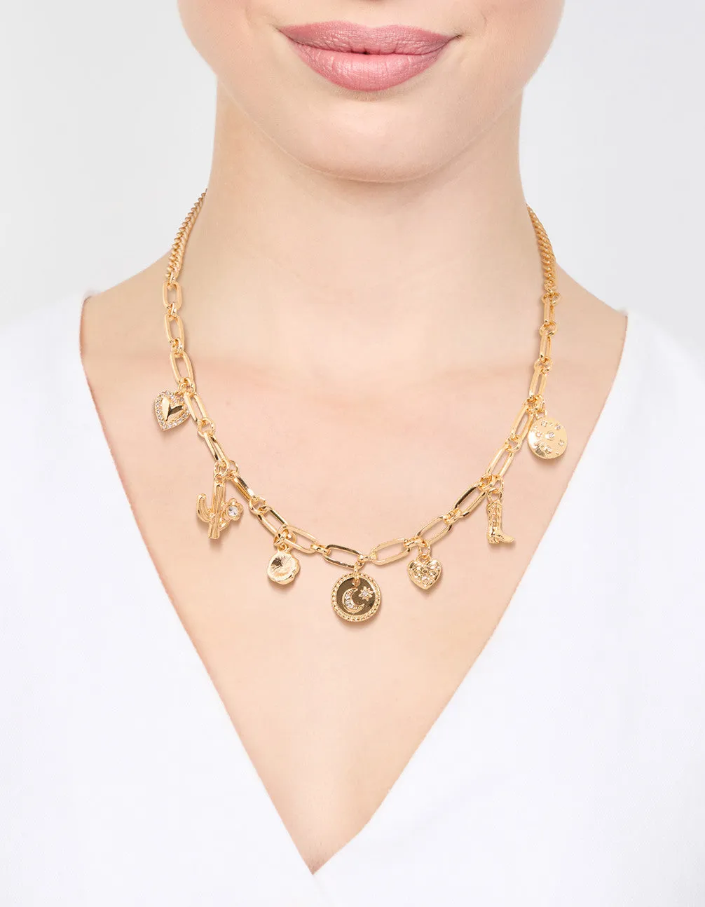 Gold Plated Moon & Boot Charm Necklace sold by lovisa product image thumbnail 2