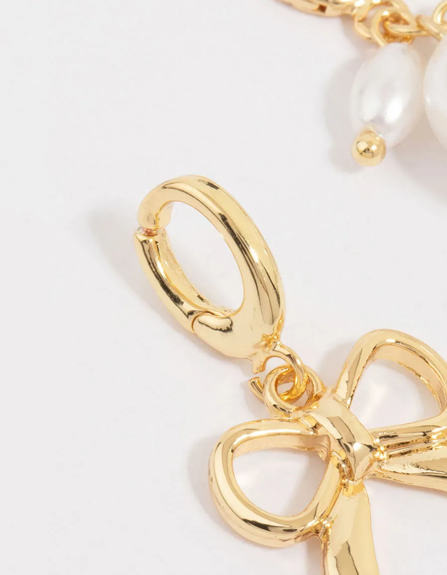 Gold Plated Pearl & Bow Charms 3-Pack sold by lovisa product image thumbnail 2