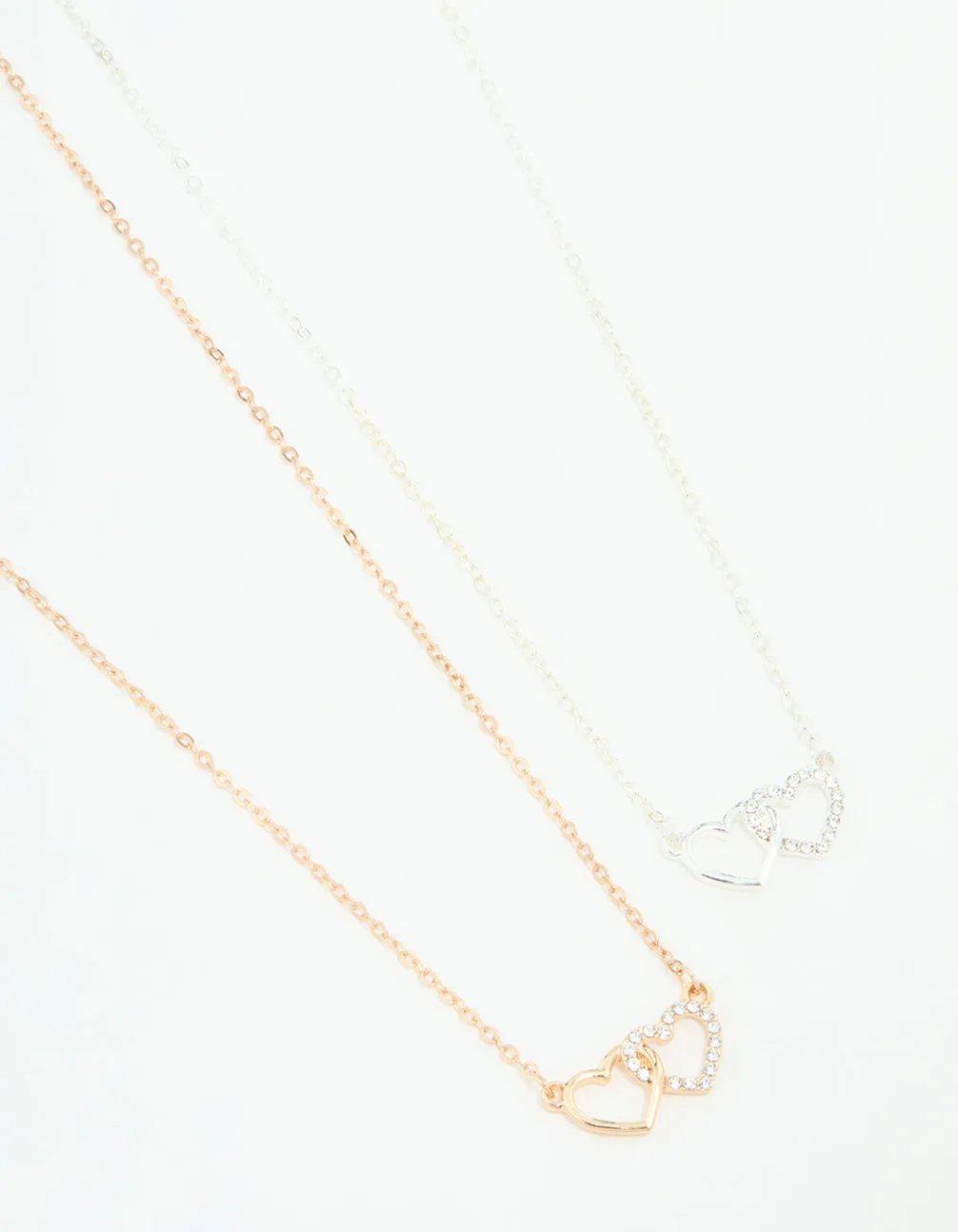 Mixed Metals Double Heart Necklaces 2-Pack sold by lovisa
